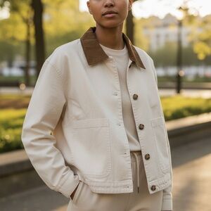 Future Collective Women's Cream and Brown Jacket